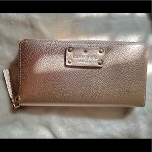 Kate Spade Gold Zip-Around Continental Wallet